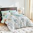 Leaves Comforter Sheet Set White Bed in a Bag 7 Pieces King Size Green Floral Microfiber Reversible Bedding Set (1 Comforter 2 Pillow Shams 1 Flat Sheet 1 Fitted Sheet 2 Pillowcases)