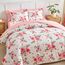 Bettwäsche-Set mit Blumenmuster, Weiß, Bett in einer Tasche, 7-teilig, King-Size-Größe, dunkelrosa, florales Mikrofaser-Bettwäsche-Set (1 Steppdecke, 2 Kissenbezüge, 1 rosa Bettlaken, 1 Spannbetttuch,