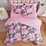 Bettwäsche-Set mit Blumenmuster, graues Bett in einer Tasche, 7-teiliges King-Size-Bettwäsche-Set (1 Bettdecke, 2 Kissenbezüge, 1 rosa Bettlaken, 1 Spannbetttuch, 2 Kissenbezüge)