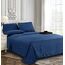 Elegant Comfort Stripe Bed Sheets Bettlaken, Marineblau, Queen
