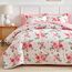 Bettwäsche-Set mit Blumenmuster, Weiß, Bett in einer Tasche, 7-teilig, King-Size-Größe, dunkelrosa, florales Mikrofaser-Bettwäsche-Set (1 Steppdecke, 2 Kissenbezüge, 1 rosa Bettlaken, 1 Spannbetttuch,