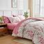 Uozzi Bedding Bed in a Bag 7-teiliges Queen-Size-Bettwäsche-Set mit rosa grünen Blättern und Blumendruck, weiche Mikrofaser, wendbar (1 Decke, 2 Kissenbezüge, 1 Bettlaken, Spannbetttuch, Kissenbezüge)