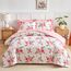 Bettwäsche-Set mit Blumenmuster, Weiß, Bett in einer Tasche, 7-teilig, King-Size-Größe, dunkelrosa, florales Mikrofaser-Bettwäsche-Set (1 Steppdecke, 2 Kissenbezüge, 1 rosa Bettlaken, 1 Spannbetttuch,