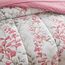 Uozzi Bedding Bed in a Bag 6-teiliges Bettwäsche-Set für Doppelbett, rosa und grüne Blätter, Blumendruck, weiche Mikrofaser, wendbar, 1 Bettlaken, Spannbetttuch, Kopfkissenbezug, Kopfkissenbezüge, Set