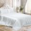 Homiest 4-teiliges Satin-Bettwäsche-Set, luxuriöses, seidiges Satin-Bettwäsche-Set mit tiefer Tasche, 1 Spannbetttuch + 1 Bettlaken + 2 Kissenbezüge (Cal King Size, weiß)