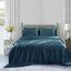 Homiest 4-teiliges Satin-Bettwäsche-Set mit tiefer Tasche, 1 Spannbetttuch + 1 Bettlaken + 2 Kissenbezüge (Queen-Size-Größe, Tiefseeblau)
