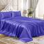 Homiest 4-teiliges Satin-Bettwäsche-Set, luxuriöses, seidiges Satin-Bettwäsche-Set mit tiefer Tasche, 1 Spannbetttuch + 1 Bettlaken + 2 Kissenbezüge (volle Größe, Periwinkle Blue)