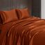Homiest 4-teiliges Satin-Bettwäsche-Set, luxuriöses, seidiges Satin-Bettwäsche-Set mit tiefer Tasche, 1 Spannbetttuch + 1 Bettlaken + 2 Kissenbezüge (volle Größe, gebranntes Orange)
