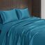 Homiest 4-teiliges Satin-Bettwäsche-Set, luxuriöses, seidiges Satin-Bettwäsche-Set mit tiefer Tasche, 1 Spannbetttuch + 1 Bettlaken + 2 Kissenbezüge (Queen-Size, Seeblau)