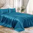 Homiest 4-teiliges Satin-Bettwäsche-Set, luxuriöses, seidiges Satin-Bettwäsche-Set mit tiefer Tasche, 1 Spannbetttuch + 1 Bettlaken + 2 Kissenbezüge (Queen-Size, Seeblau)