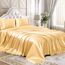 Homiest 3-teiliges Satin-Bettwäsche-Set, luxuriöses, seidiges Satin-Bettwäsche-Set mit tiefer Tasche, 1 Spannbetttuch + 1 Bettlaken + 1 Kissenbezug (Doppelbettgröße, Gold)