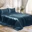 Homiest 4-teiliges Satin-Bettwäsche-Set mit tiefer Tasche, 1 Spannbetttuch + 1 Bettlaken + 2 Kissenbezüge (Queen-Size-Größe, Tiefseeblau)