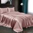 Homiest 4-teiliges Satin-Bettwäsche-Set, luxuriöses, seidiges Satin-Bettwäsche-Set mit tiefer Tasche, 1 Spannbetttuch + 1 Bettlaken + 2 Kissenbezüge (volle Größe, rotgoldfarben)