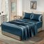 Homiest 4-teiliges extra tiefes Satin-Bettwäsche-Set, volle Größe, 45.7,61 cm tiefe Taschen-Bettlaken, tiefseeblaues Satin-Bettlaken-Set, weiches Spannbetttuch-Set, passend für ultratiefe Matratzen