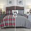 Elegant Comfort 8-teiliges Lodge wendbares Bettdecken-Set mit kariertem Muster, seidig weiches Komplett-Set mit doppelseitigen Aufbewahrungstaschen, Twin/Twin XL, Grau