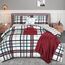Elegant Comfort 8-teiliges Lodge Plaid Wende-Bettwäsche-Set – seidig weiches Komplett-Set beinhaltet Bettlaken-Set mit doppelseitigen Aufbewahrungstaschen, Twin/Twin XL, Burgunderrot