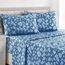 LUX Décor Bettwäsche-Set mit floralem Muster, 4-teilig, ultraweiches Mikrofaser-Bettlaken, 40,6 cm tiefes Spannbetttuch und Kissenbezüge, atmungsaktiv, Schlafzimmer-Dekor, Oeko-TEX, Marineblau