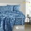 LUX Décor Bettwäsche-Set mit floralem Muster, 4-teilig, ultraweiches Mikrofaser-Bettlaken, 40,6 cm tiefes Spannbetttuch und Kissenbezüge, atmungsaktiv, Schlafzimmer-Dekor, Oeko-TEX, Marineblau