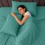 LUX Décor Bettwäsche-Set für Doppelbett, 3-teilig, gebürstete Mikrofaser, 40,6 cm tiefe Taschen, bestickter Kissenbezug, Hotel-Luxus-Bettwäsche-Set für Doppelbett, Blaugrün