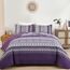WONGS BEDDING Boho-Steppdecken-Set King-Size – Lila Boho 3-teiliges Steppdecken-Set mit Streifen, leichte Mikrofaser, für alle Jahreszeiten, Bettdecken-Set für King-Bett (King, 264 x 229 cm)