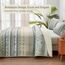 WONGS BEDDING Boho-Steppdecken-Set für Kingsize-Bett, Beige, 3-teilig, gestreift, Boho-Stil, weiche, leichte Mikrofaser, für alle Jahreszeiten (271 x 228 cm)