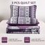 WONGS BEDDING Boho-Steppdecken-Set Queen-Size – Boho-Lila 3-teiliges Steppdecken-Set mit Streifen, leichte Mikrofaser, für alle Jahreszeiten, Bettdecken-Set für Queen-Bett (Queen, 244 x 229 cm)