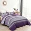 WONGS BEDDING Boho-Steppdecken-Set King-Size – Lila Boho 3-teiliges Steppdecken-Set mit Streifen, leichte Mikrofaser, für alle Jahreszeiten, Bettdecken-Set für King-Bett (King, 264 x 229 cm)