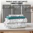 LUX Décor Paisley Twin XL Bettlaken-Set, 4-teilig, knitterfrei, weiche Mikrofaser, luxuriös Bedruckte Bettlaken inklusive Bettlaken, Spannbetttuch mit tiefen Taschen und 2 Kissenbezügen, Weiß Grau