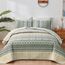 WONGS BEDDING Boho-Steppdecken-Set für Kingsize-Bett, Beige, 3-teilig, gestreift, Boho-Stil, weiche, leichte Mikrofaser, für alle Jahreszeiten (271 x 228 cm)