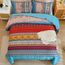 WONGS BEDDING Boho-Steppdecken-Set in voller Größe, blau, Bohemian-Stil, gestreift, 3-teilig, weiche Mikrofaser, leichte Tagesdecke, Bettüberwurf, Bettwäscheset für alle Jahreszeiten (198,1 x 228,6