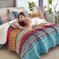 WONGS Bedding Boho-Bettwäsche-Set, Queensize-Größe, Boho-Streifenmuster, Tagesdecken-Set für alle Jahreszeiten, Mikrofaser, leicht, 243,8 x 228,6 cm, 3-teilig, bunt