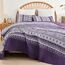 WONGS BEDDING Boho-Steppdecken-Set King-Size – Lila Boho 3-teiliges Steppdecken-Set mit Streifen, leichte Mikrofaser, für alle Jahreszeiten, Bettdecken-Set für King-Bett (King, 264 x 229 cm)