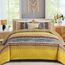 WONGS BEDDING Boho-King-Size-Steppdecken 3-teilig – Gelbes Bettdecken-Set mit Blumenmuster, weiche, leichte Boho-Gestreifte Steppdecke für alle Jahreszeiten (King, 264 x 229 cm)