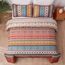 WONGS BEDDING Boho-Steppdecken-Set für Kingsize-Betten, gestreift, Boho-Stil, weiche leichte Mikrofaser, für alle Jahreszeiten, 261 x 228 cm, Orange-Rot, 3-teilig