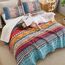 WONGS BEDDING Böhmisches Steppdecken-Set mit Boho-Streifenmuster, Bedruckte Steppdecke für alle Jahreszeiten, weiche Mikrofaser, Boho-Tagesdecken-Set, 198,1 x 228,6 cm, 3-teilig, voll