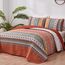 WONGS BEDDING Boho-Steppdecken-Set Queen-Size – gebranntes Orange, 3-teilig, Herbst-Bettdecken-Set, Streifen, weiche, leichte Mikrofaser, Weihnachten/Halloween, alle Jahreszeiten (Queen, 244 x 229 cm)