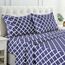 LUX Décor Quatrefoil Bettwäsche-Set – 4-teiliges ultraweiches Mikrofaser-Bettlaken mit Bettlaken, 40,6 cm tiefem Spannbetttuch und Kissenbezügen, atmungsaktiv, Schlafzimmer-Dekor, ÖKO, Marineblau