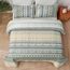 WONGS BEDDING Boho-Steppdecken-Set für Kingsize-Bett, Beige, 3-teilig, gestreift, Boho-Stil, weiche, leichte Mikrofaser, für alle Jahreszeiten (271 x 228 cm)