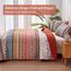 WONGS BEDDING Boho-Steppdecken-Set Queen-Size – gebranntes Orange, 3-teilig, Herbst-Bettdecken-Set, Streifen, weiche, leichte Mikrofaser, Weihnachten/Halloween, alle Jahreszeiten (Queen, 244 x 229 cm)