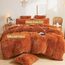 XeGe Flauschiger Kunstfell-Bettbezug, Queen-Size-Größe, luxuriöser zotteliger Plüsch, gebranntes Orange, 1 Stück, weicher pelziger flauschiger Samt, Terrakotta-Bettwäsche mit Reißverschluss für
