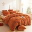 XeGe Flauschiger Kunstfell-Bettbezug, Queen-Size-Größe, luxuriöser zotteliger Plüsch, gebranntes Orange, 1 Stück, weicher pelziger flauschiger Samt, Terrakotta-Bettwäsche mit Reißverschluss für