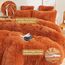 XeGe Flauschiger Kunstfell-Bettbezug, Queen-Size-Größe, luxuriöser zotteliger Plüsch, gebranntes Orange, 1 Stück, weicher pelziger flauschiger Samt, Terrakotta-Bettwäsche mit Reißverschluss für
