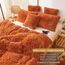 XeGe Flauschiger Kunstfell-Bettbezug, Queen-Size-Größe, luxuriöser zotteliger Plüsch, gebranntes Orange, 1 Stück, weicher pelziger flauschiger Samt, Terrakotta-Bettwäsche mit Reißverschluss für