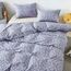 HoneiLife Bettbezug für King-Size-Betten – 100 % Baumwolle, Bettbezug-Sets, hellviolett, Bettbezug mit Reißverschluss und Eckbändern, 3-teiliges Wildblumen-Bettbezug-Sets, Lavendelgrau