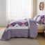 HoneiLife Steppdecken-Sets in Queen-Size, 3-teiliges Mikrofaser-Bettwäsche-Set, leichte Steppdecken, wendbar, Retro-Bettbezug, mit Blumenmotiv, Bettwäsche-Set für alle Jahreszeiten, Violett