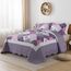 HoneiLife Steppdecken-Sets in Queen-Size, 3-teiliges Mikrofaser-Bettwäsche-Set, leichte Steppdecken, wendbar, Retro-Bettbezug, mit Blumenmotiv, Bettwäsche-Set für alle Jahreszeiten, Violett