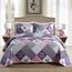 HoneiLife Bettwäsche-Set für Doppelbett, 2-teilig, Mikrofaser, wendbar, Tagesdecke, Patchwork-Überwurf, Blumenmuster, alle Jahreszeiten, Steppdecken mit geometrischem und kleinem Rosenmuster, Violett
