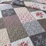 HoneiLife Steppdecken-Set in Twin-Size, 2-teilig, Mikrofaser, wendbar, Patchwork-Bezüge, Blumen-Bettwäsche-Set, Ganzjahresdecke, geometrisches und kleines Rosenmuster, Grau