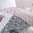 HoneiLife Steppdecken-Set in King-Size, 3-teilig, Mikrofaser, wendbar, Patchwork-Bezüge, Blumen-Bettwäsche-Set, Ganzjahresdecke, grau, mit Rosen