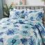 HoneiLife Bettwäsche-Set, Queen-Size-Größe, 3-teilig, Mikrofaser-Steppdecken, wendbar, Tagesdecken, bedruckt, Blumenmuster, für alle Jahreszeiten, Tagesdecke, Spritztinte, Blau und Cyan